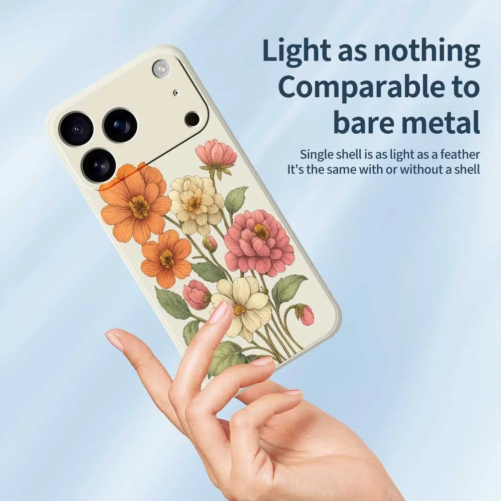 For iPhone 18 Pro / 17 Pro Case Beautiful Flowers Pattern Printing Straight Edge TPU Phone Back Cover - Green - 3