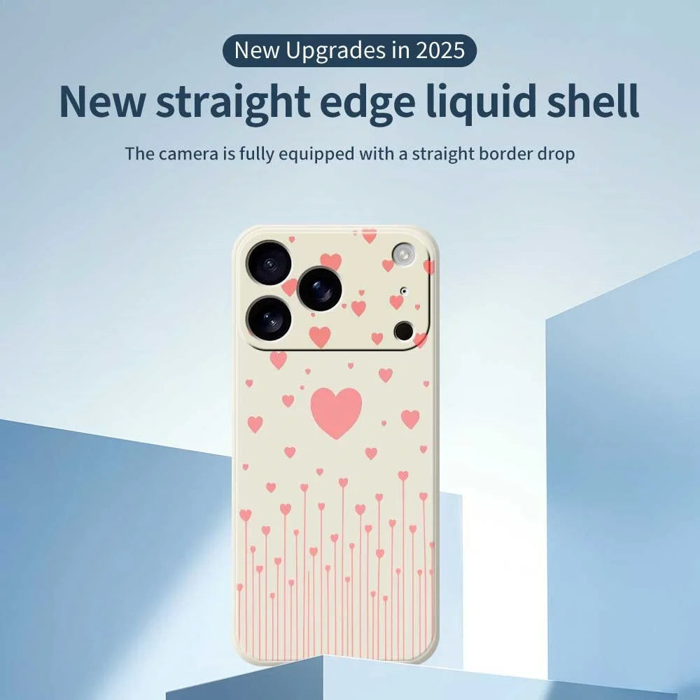 For iPhone 18 Pro / 17 Pro Case Pink Love Pattern Printing Straight Edge TPU Phone Back Cover - Beige - 2