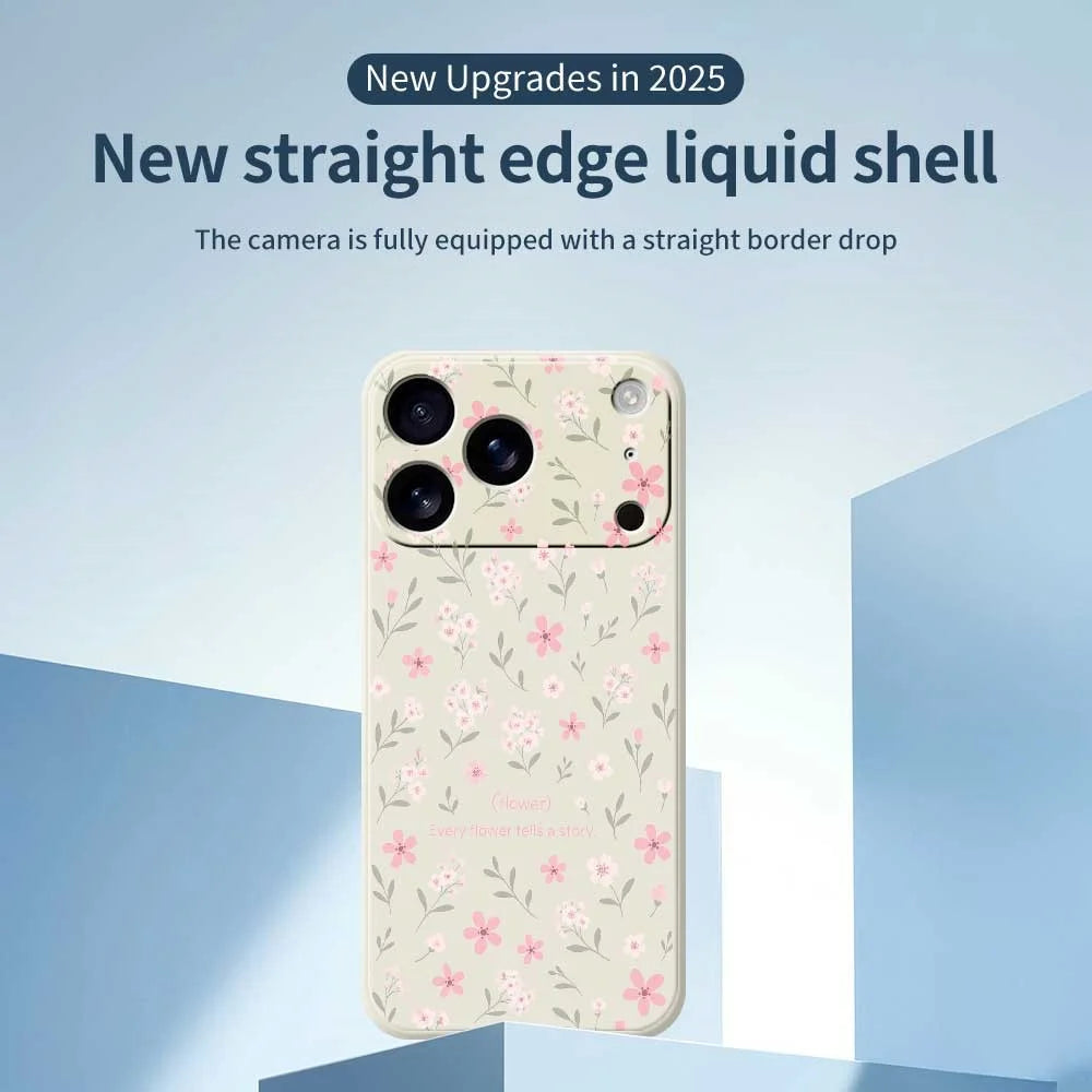 For iPhone 18 Pro / 17 Pro Case Small Flower Pattern Printing Straight Edge TPU Phone Back Cover - Green - 2
