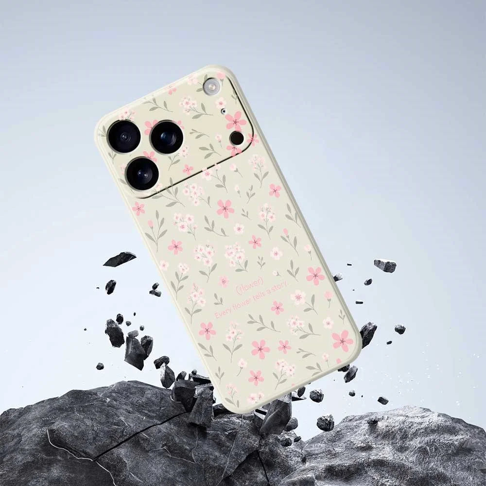 For iPhone 18 Pro / 17 Pro Case Small Flower Pattern Printing Straight Edge TPU Phone Back Cover - Green - 5