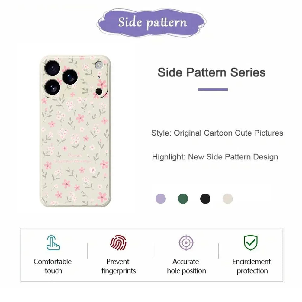 For iPhone 18 Pro / 17 Pro Case Small Flower Pattern Printing Straight Edge TPU Phone Back Cover - Green - 7