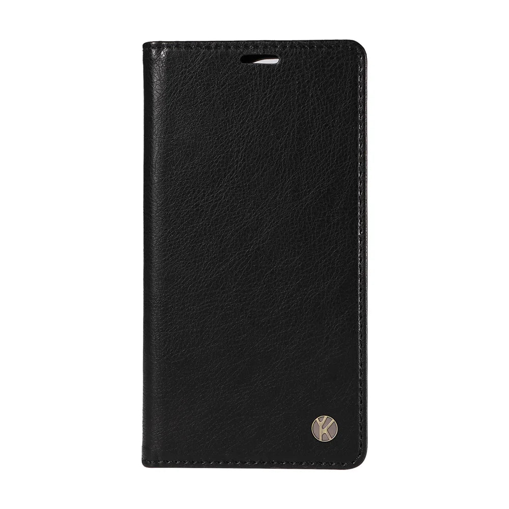 YIKATU For iPhone 18 Pro / 17 Pro Wallet Case YK-006 Magnetic Closure Leather Phone Cover Litchi Texture - Black - 6