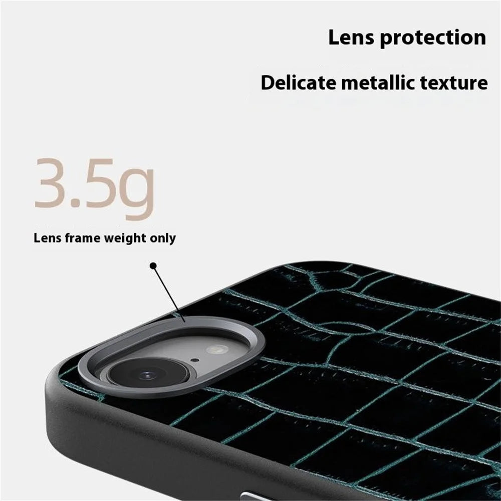 ABEEL For iPhone 17e / 16e Case Compatible with MagSafe Crocodile Texture Micro-Embossing Back Cover - Green - 6