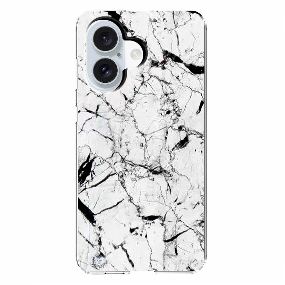 For iPhone 16 Plus Case Marble Pattern Printing Soft TPU Phone Cover - White - 2