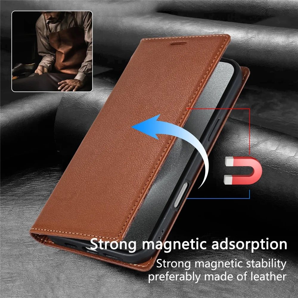 For iPhone 18 Pro / 17 Pro Wallet Case Magnetic Closure PU Leather Phone Cover - Brown - 7