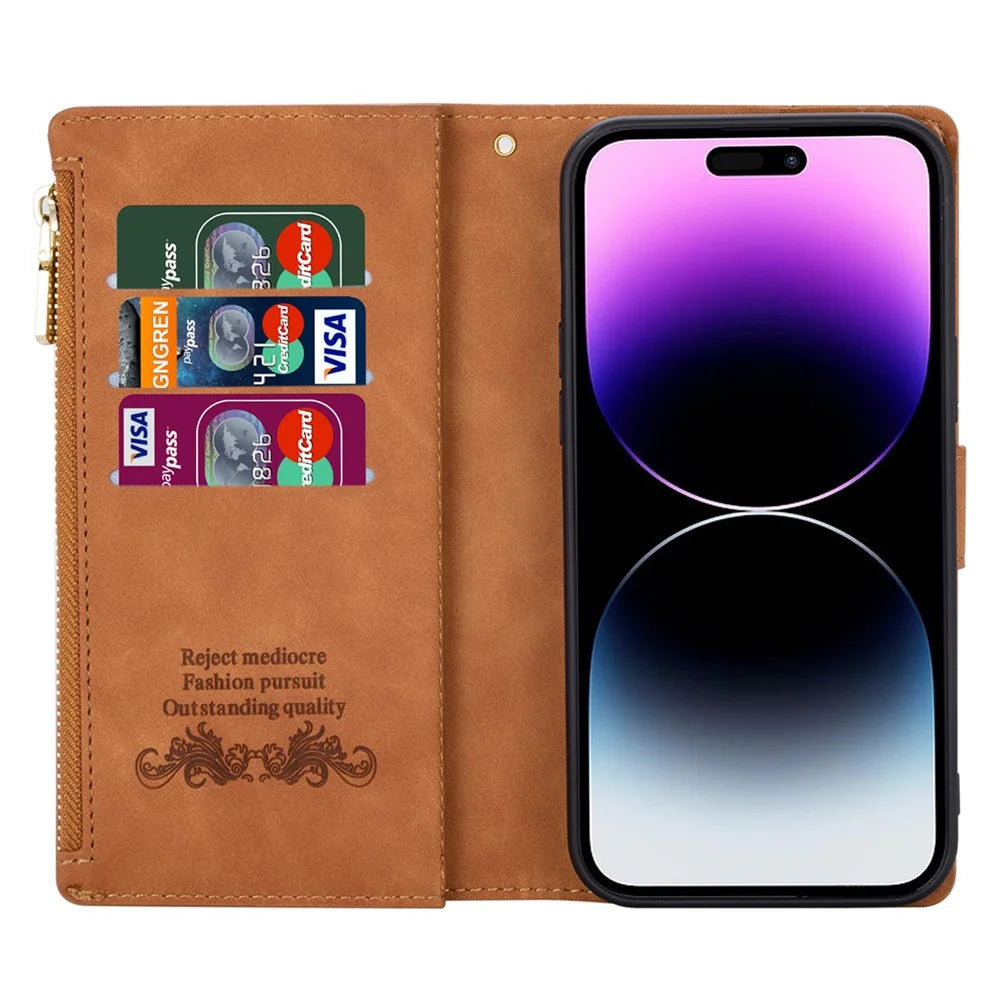 For iPhone 18 Pro Max / 17 Pro Max Wallet Case Color Splicing Leather Phone Cover with Stand - Brown - 4