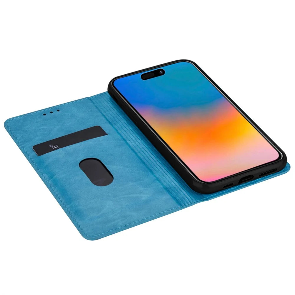 For iPhone 18 Pro Max / 17 Pro Max Case Glittery PU Leather + TPU Card Slot Phone Cover - Blue - 3