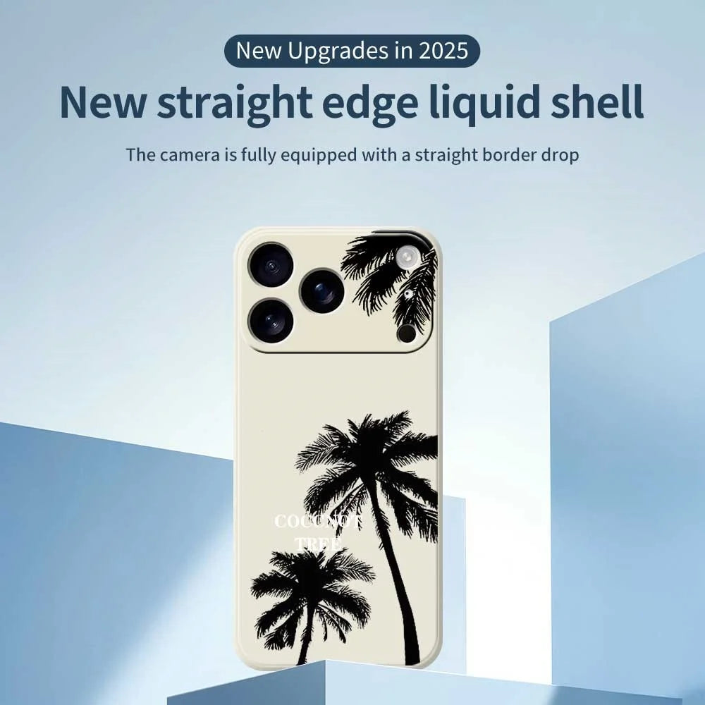 For iPhone 18 Pro Max / 17 Pro Max Case Coconut Tree Pattern Printing Straight Edge TPU Phone Back Cover - Beige - 3