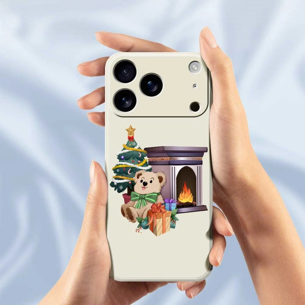 For iPhone 18 Pro / 17 Pro Case Christmas Fireplace Gifts Pattern Printing Straight Edge TPU Phone Back Cover - Beige - 6