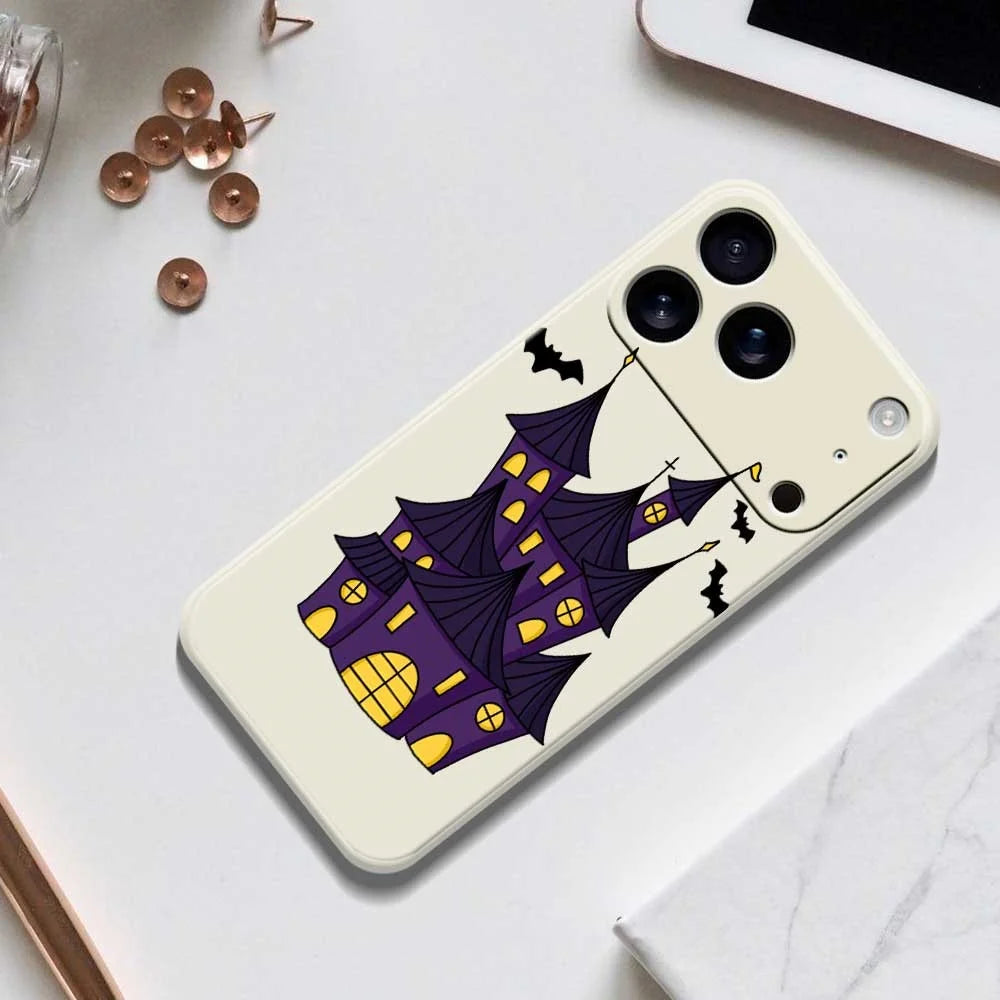 For iPhone 18 Pro Max / 17 Pro Max Case Bat Castle Pattern Printing Straight Edge TPU Phone Back Cover - Black - 6