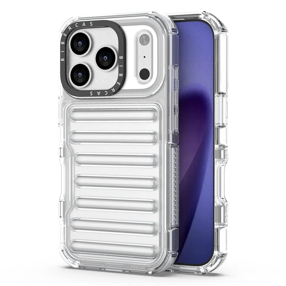 For iPhone 18 Pro / 17 Pro Case Stripe Design Anti-Slip Detachable TPU + PC Phone Cover - Transparent - 1