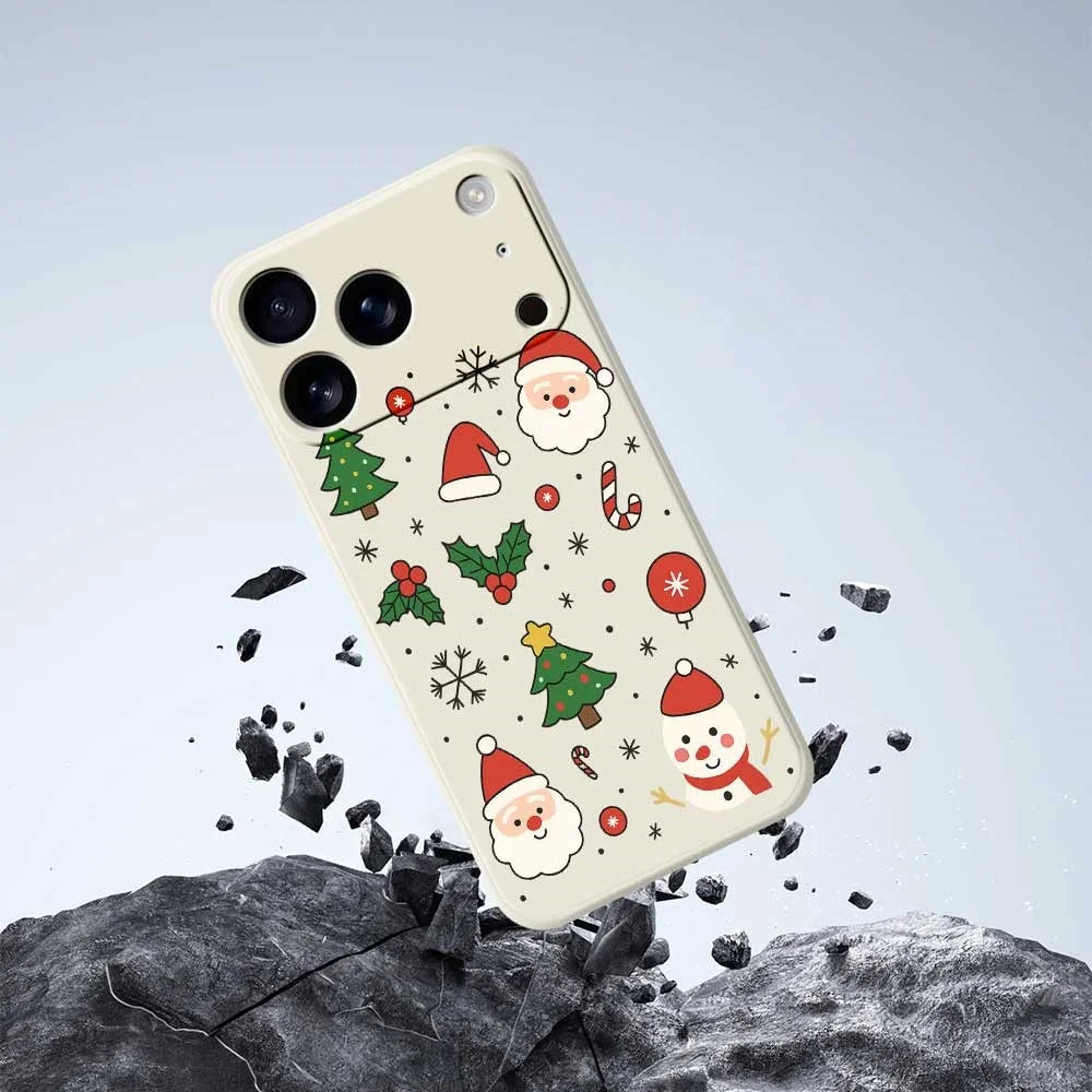 For iPhone 18 Pro / 17 Pro Case Christmas Theme Pattern Printing Straight Edge TPU Phone Back Cover - Beige - 5