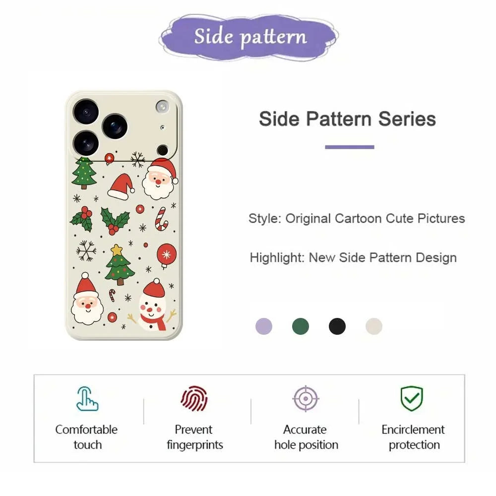 For iPhone 18 Pro / 17 Pro Case Christmas Theme Pattern Printing Straight Edge TPU Phone Back Cover - Beige - 7