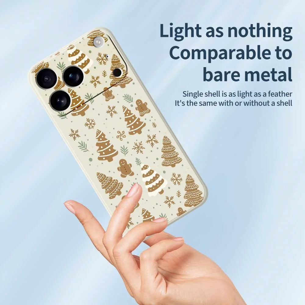 For iPhone 18 Pro / 17 Pro Case Brown Christmas Tree Gingerbread Pattern Printing Straight Edge TPU Phone Back Cover - Green - 3