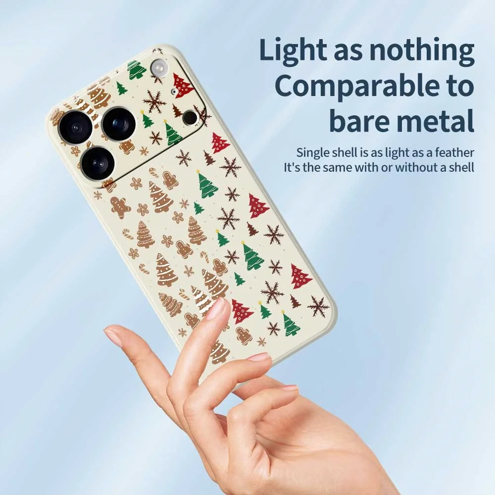 For iPhone 18 Pro / 17 Pro Case Christmas Tree Gingerbread Pattern Printing Straight Edge TPU Phone Back Cover - Beige - 3