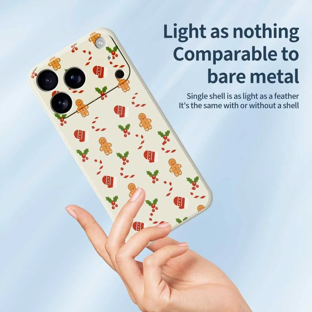 For iPhone 18 Pro Max / 17 Pro Max Case Gingerbread Gloves Pattern Printing Straight Edge TPU Phone Back Cover - Beige - 3