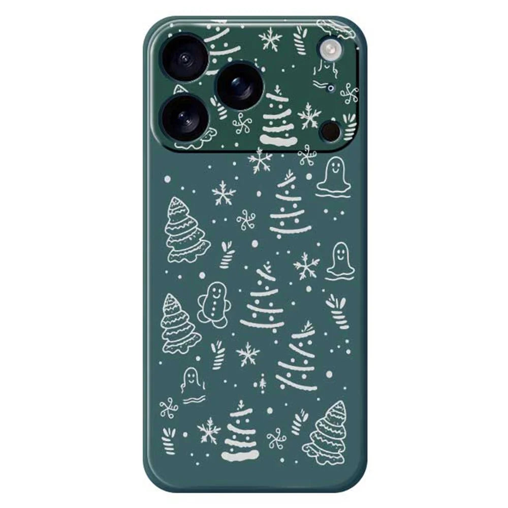 For iPhone 18 Pro / 17 Pro Case Snowflake Gingerbread Pattern Printing Straight Edge TPU Phone Back Cover - Green - 1