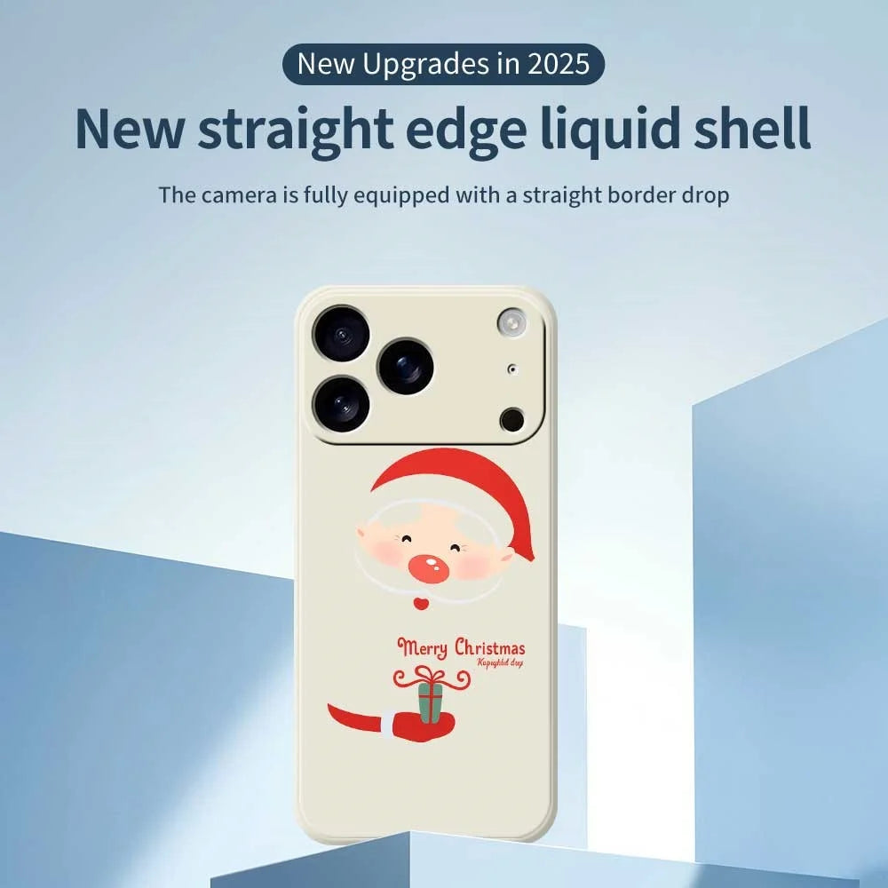 For iPhone 18 Pro / 17 Pro Case Santa Claus Gift Pattern Printing Straight Edge TPU Phone Back Cover - Green - 2