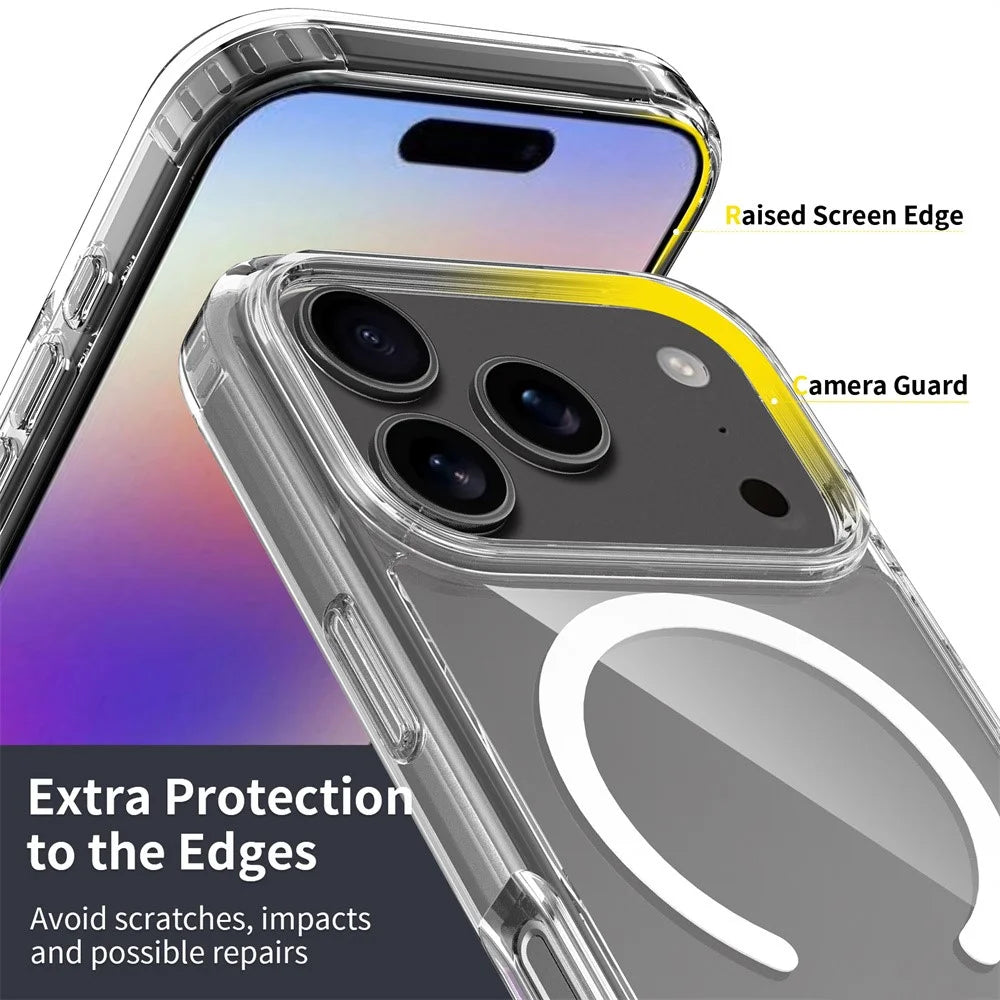 For iPhone 18 Pro / 17 Pro Magnetic Case 2.0mm Scratch Resistant TPU + PC Clear Phone Cover - 6