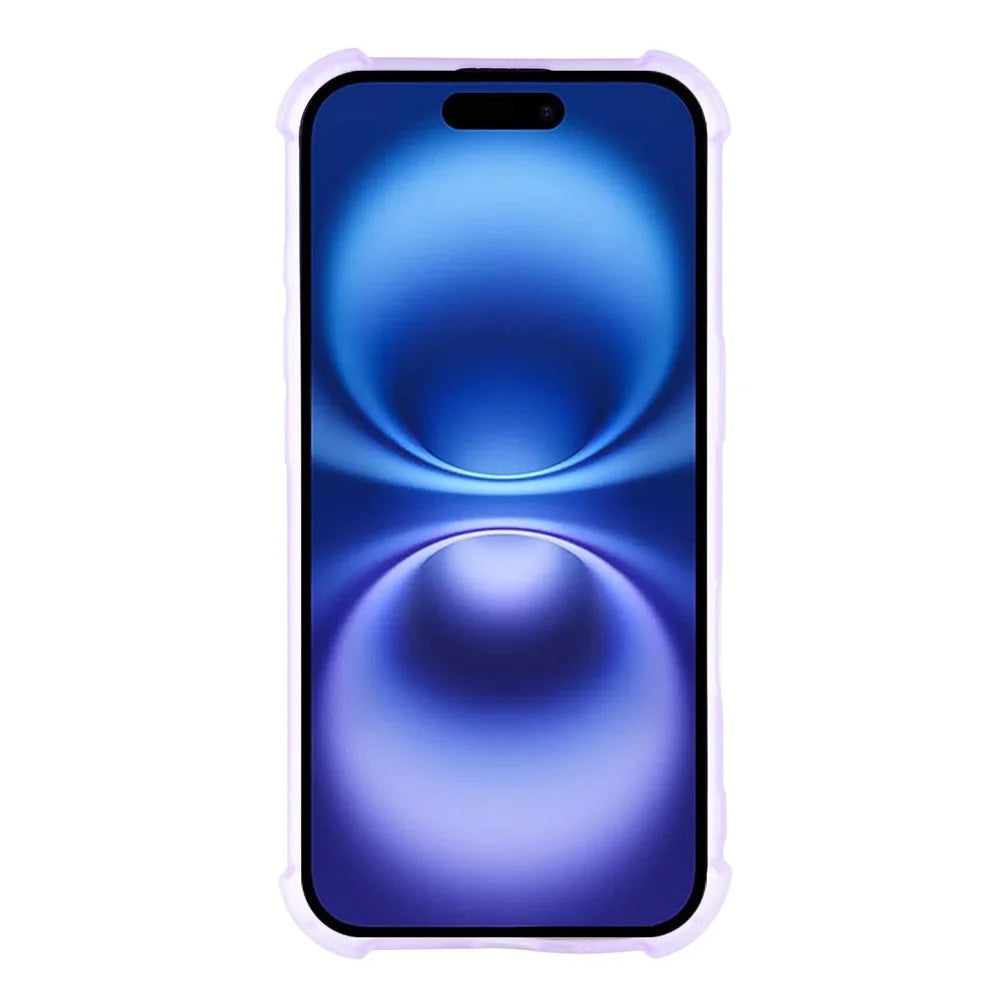 For iPhone 16 Case Skin Touch Matte TPU Phone Back Cover Precise Cutouts - Transparent Purple - 2