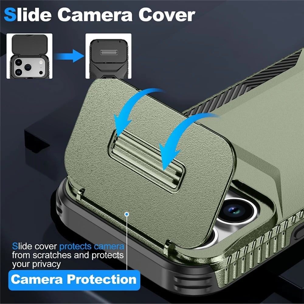 For iPhone 18 Pro / 17 Pro Case Camshield TPU + PC Phone Cover Non-Slip Side Edge - Green - 3