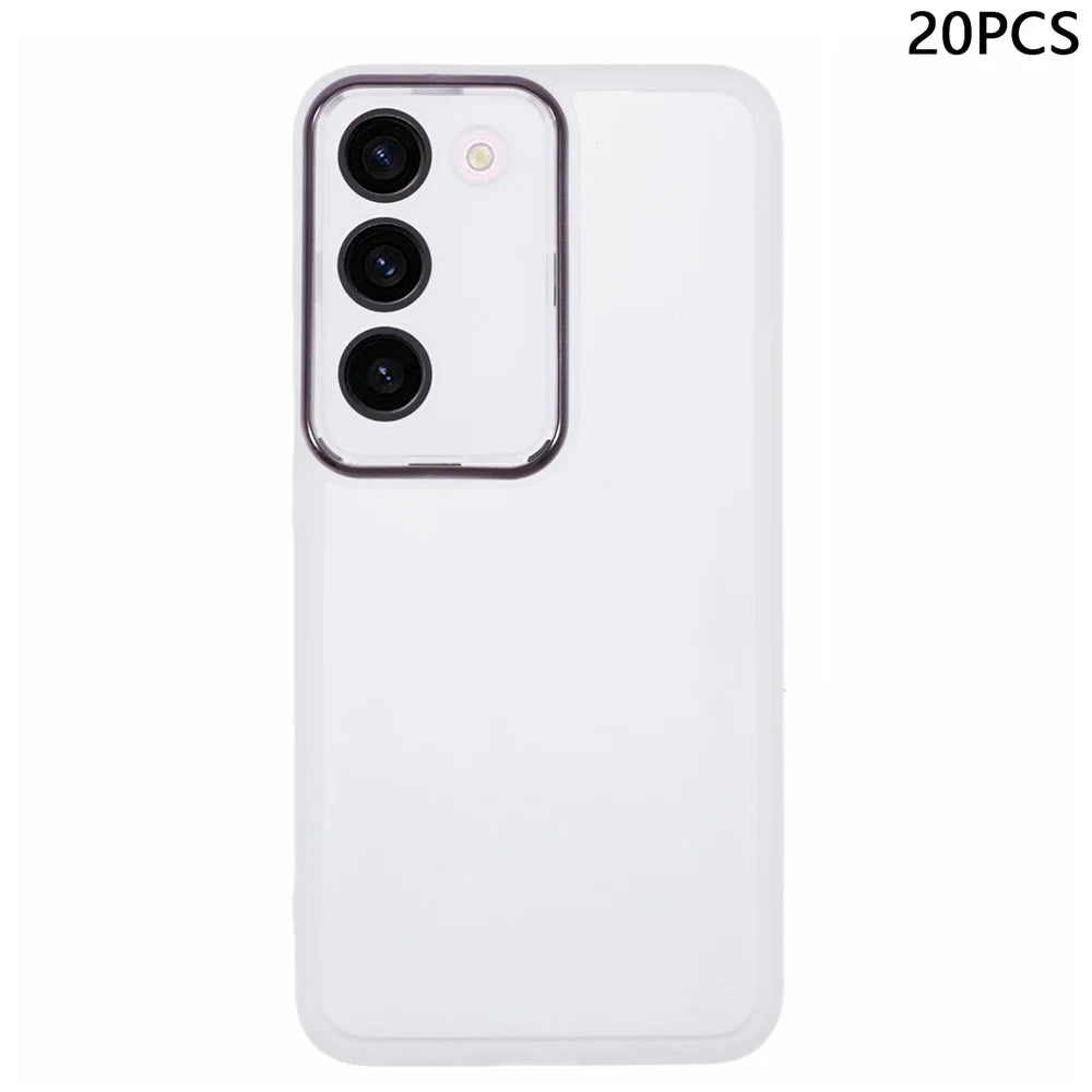 Bulk Purchasing 20Pcs For Samsung Galaxy S23 Case Electroplated Camera Frame TPU Phone Cover Precise Cutouts - Transparent White - 1