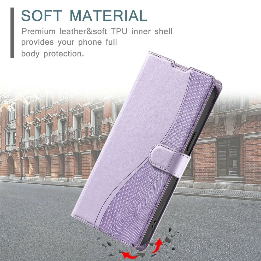 For iPhone 18 Pro Max / 17 Pro Max Case Dots Imprinted PU Leather Flip Phone Cover with Card Slot, Strap - Purple - 5