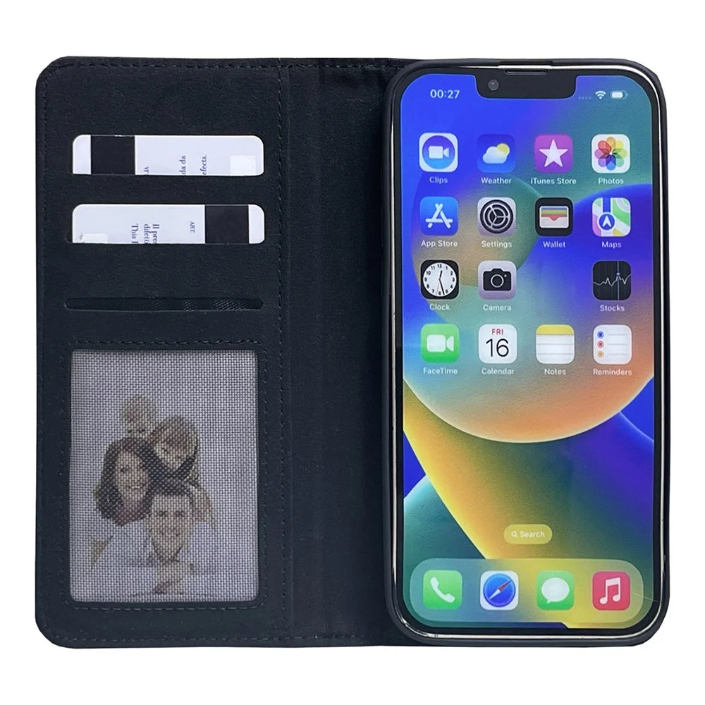 For iPhone 16 Plus Case DIY Blank Heat Transfer Leather Flip Phone Cover Set with Inner TPU Case - 2