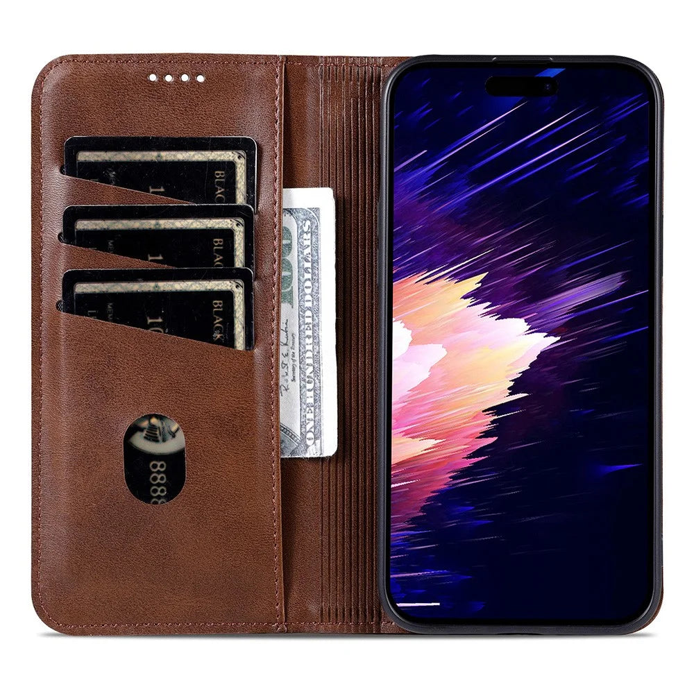 AZNS For iPhone 18 Pro Max / 17 Pro Max Case Cowhide Texture PU Leather Wallet Phone Cover - Coffee - 2