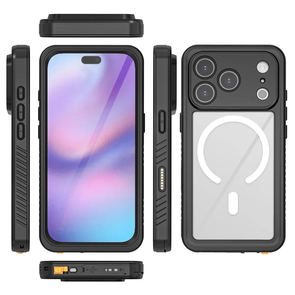 REDPEPPER FS / FM Series For iPhone 17 Pro Clear Case Compatible with MagSafe PC TPU PET IP68 Waterproof Phone Cover - 3