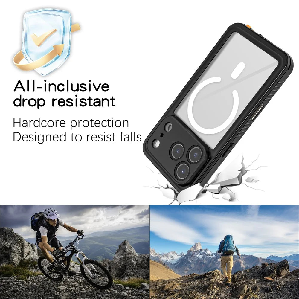 REDPEPPER FS / FM Series For iPhone 17 Pro Clear Case Compatible with MagSafe PC TPU PET IP68 Waterproof Phone Cover - 5