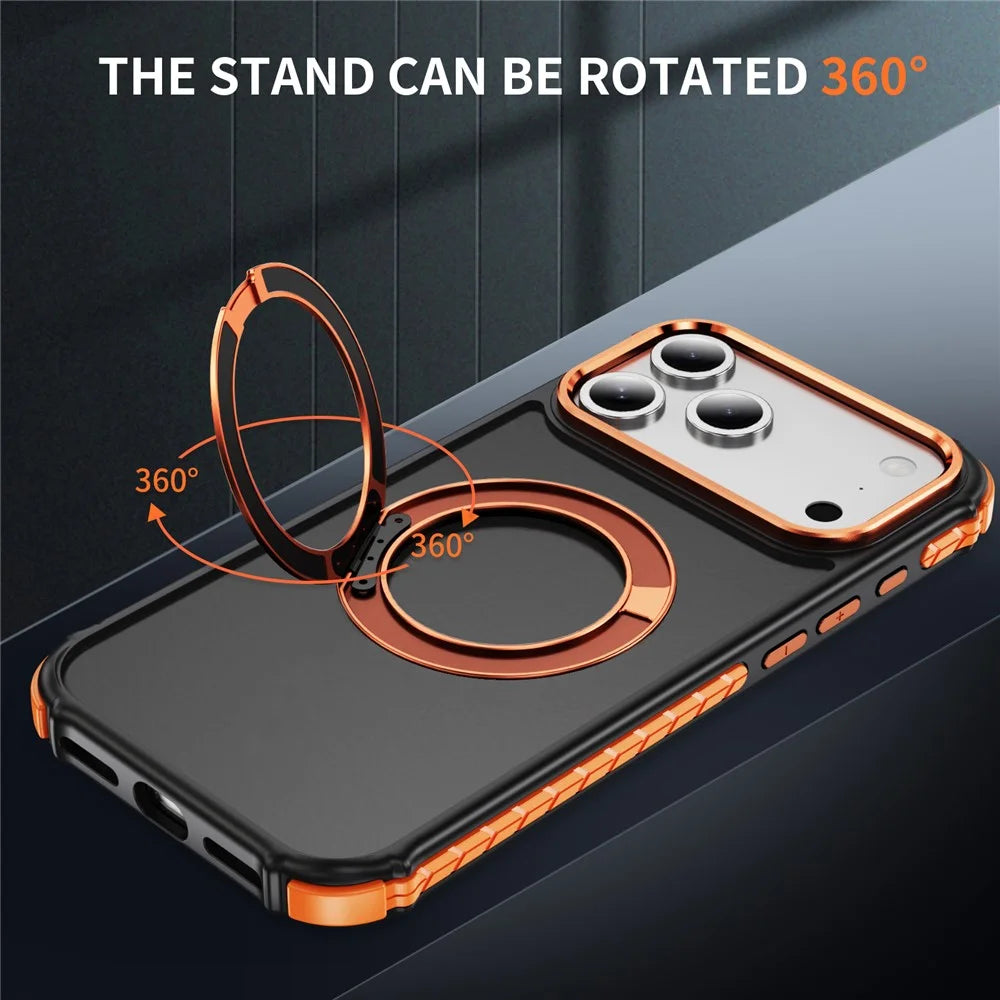 For iPhone 18 Pro / 17 Pro Case Compatible with MagSafe Skin Touch Airbag Anti Drop TPU + PC Phone Cover - Orange - 2