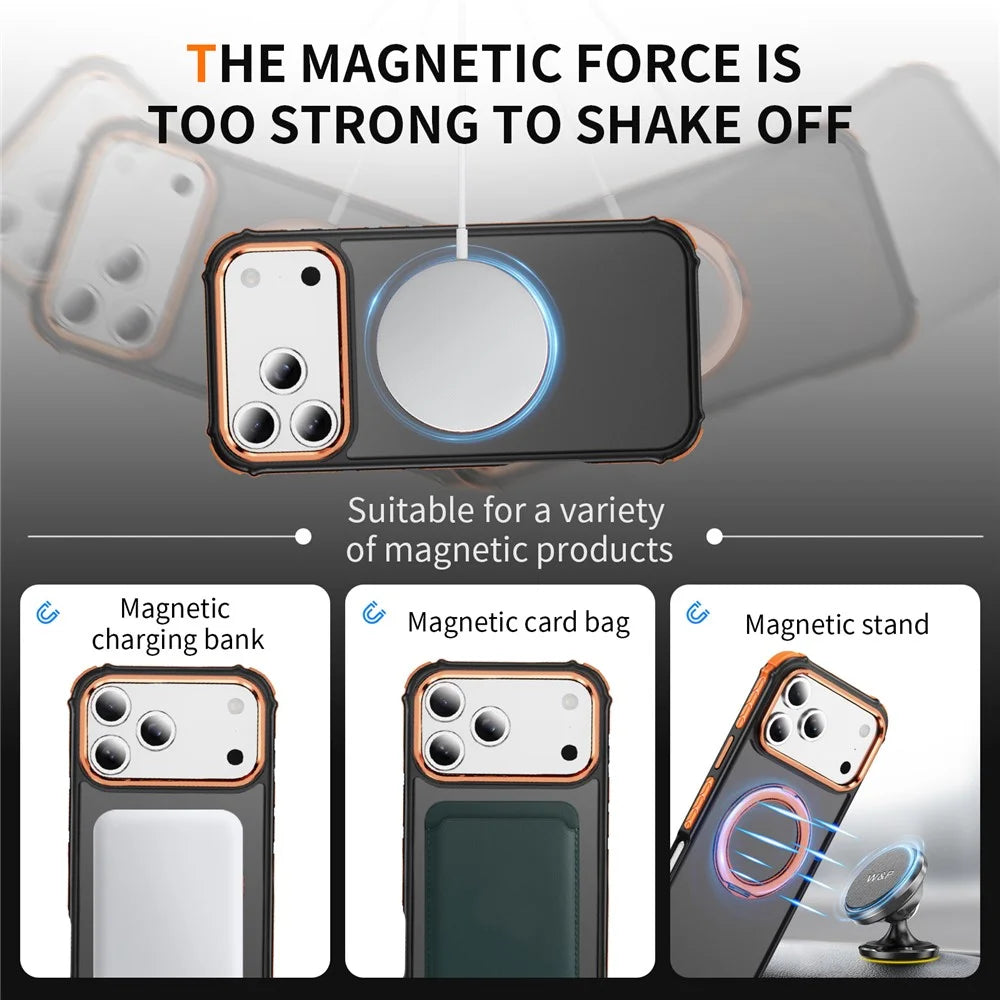 For iPhone 18 Pro / 17 Pro Case Compatible with MagSafe Skin Touch Airbag Anti Drop TPU + PC Phone Cover - Orange - 3