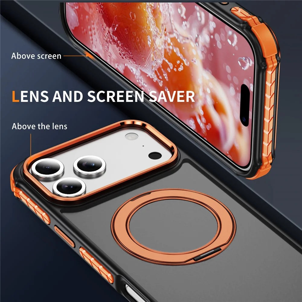 For iPhone 18 Pro / 17 Pro Case Compatible with MagSafe Skin Touch Airbag Anti Drop TPU + PC Phone Cover - Orange - 5