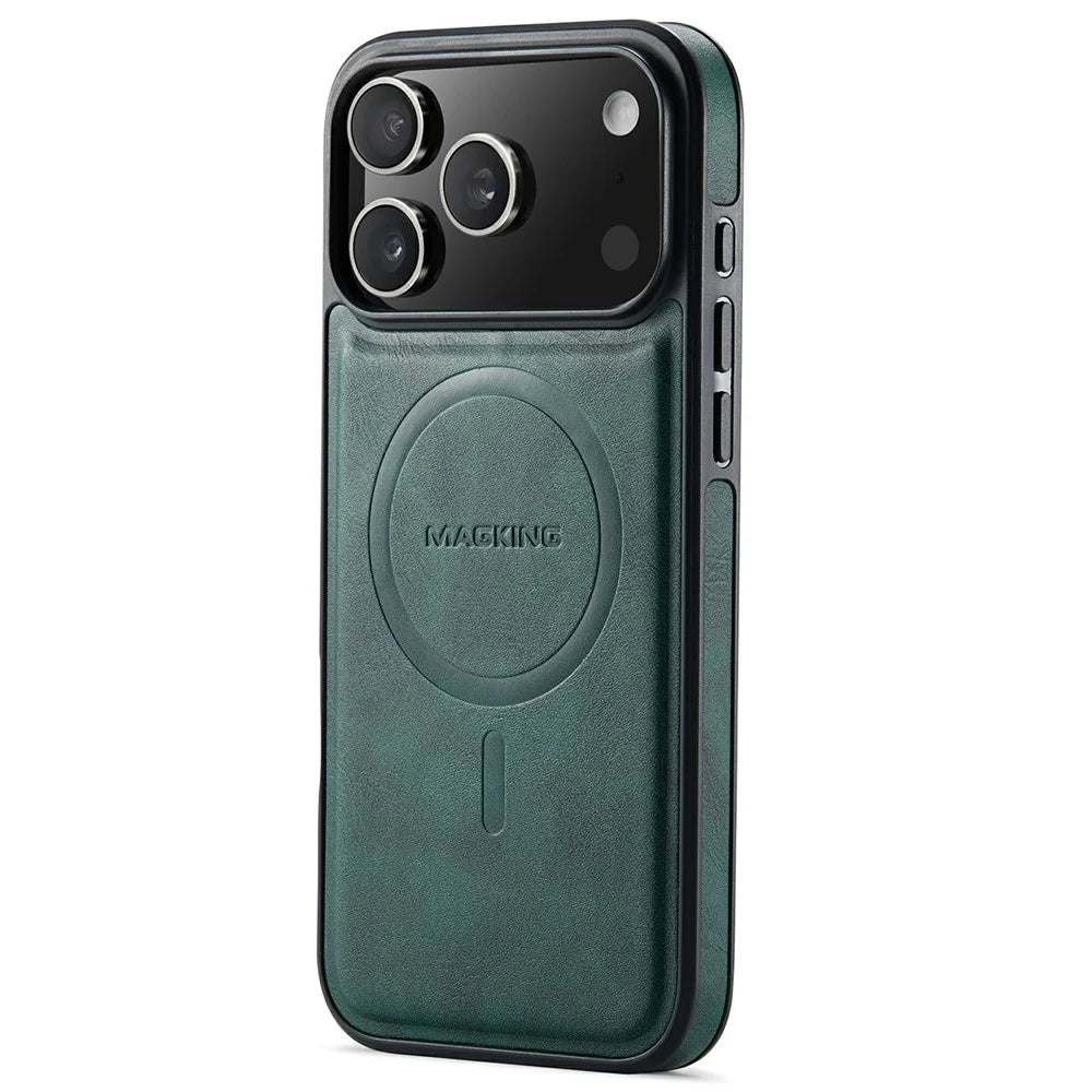 MAGKING K1 Series For iPhone 18 Pro Max / 17 Pro Max Magnetic Case PC + TPU + PU Leather Phone Cover - Green - 1