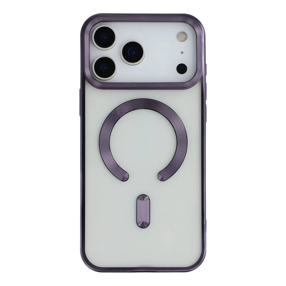 For iPhone 18 Pro / 17 Pro Case Matte Electroplating Phone Cover Compatible with MagSafe - Dark Purple - 3