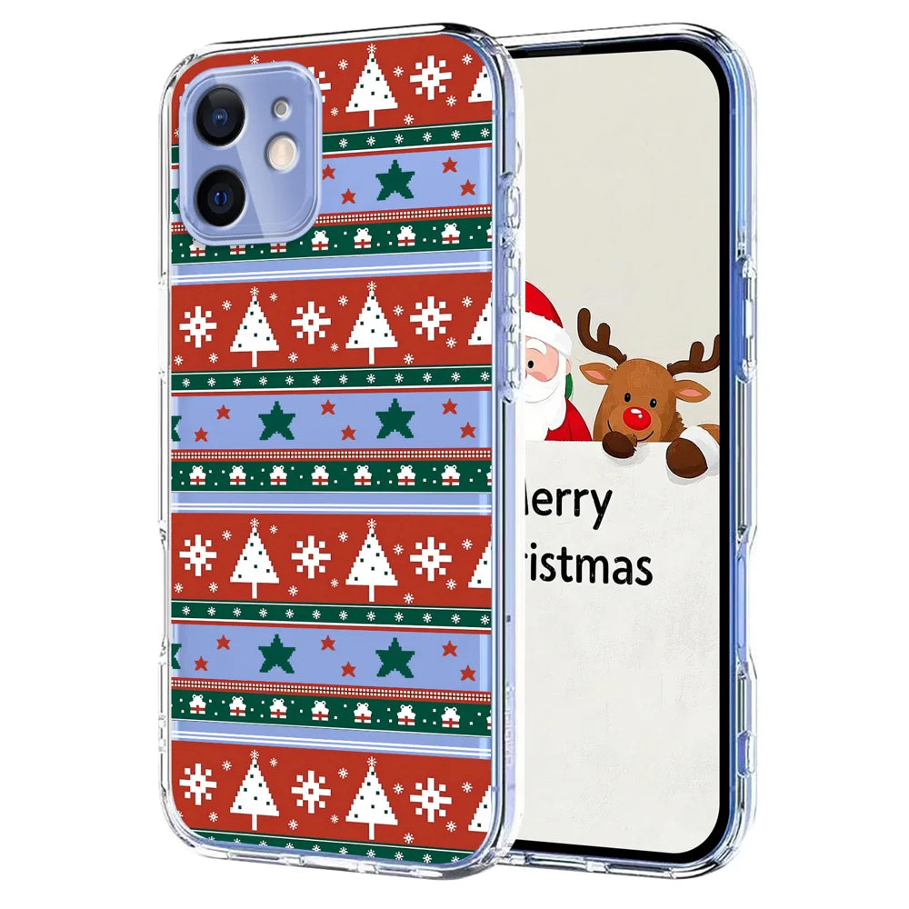 For iPhone 12 Pro 6.1 inch / iPhone 12 6.1 inch Case Christmas Themed Pattern Printing TPU Phone Back Cover - Christmas Ribbons - 1