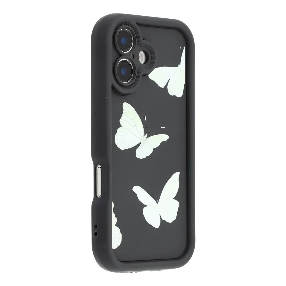 For iPhone 16 Plus Case Butterfly Print TPU Shockproof Phone Back Cover - Green - 1