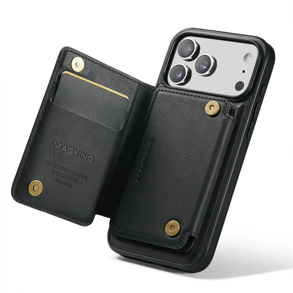 MAGKING K3 Series For iPhone 18 Pro Max / 17 Pro Max Case Compatible with MagSafe Wallet PC + TPU + PU Phone Cover - Black - 3