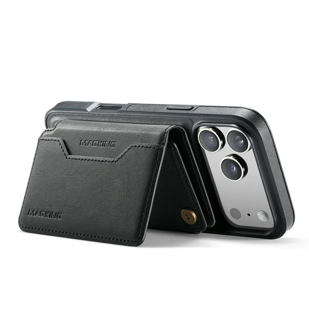 MAGKING K3 Series For iPhone 18 Pro Max / 17 Pro Max Case Compatible with MagSafe Wallet PC + TPU + PU Phone Cover - Black - 4
