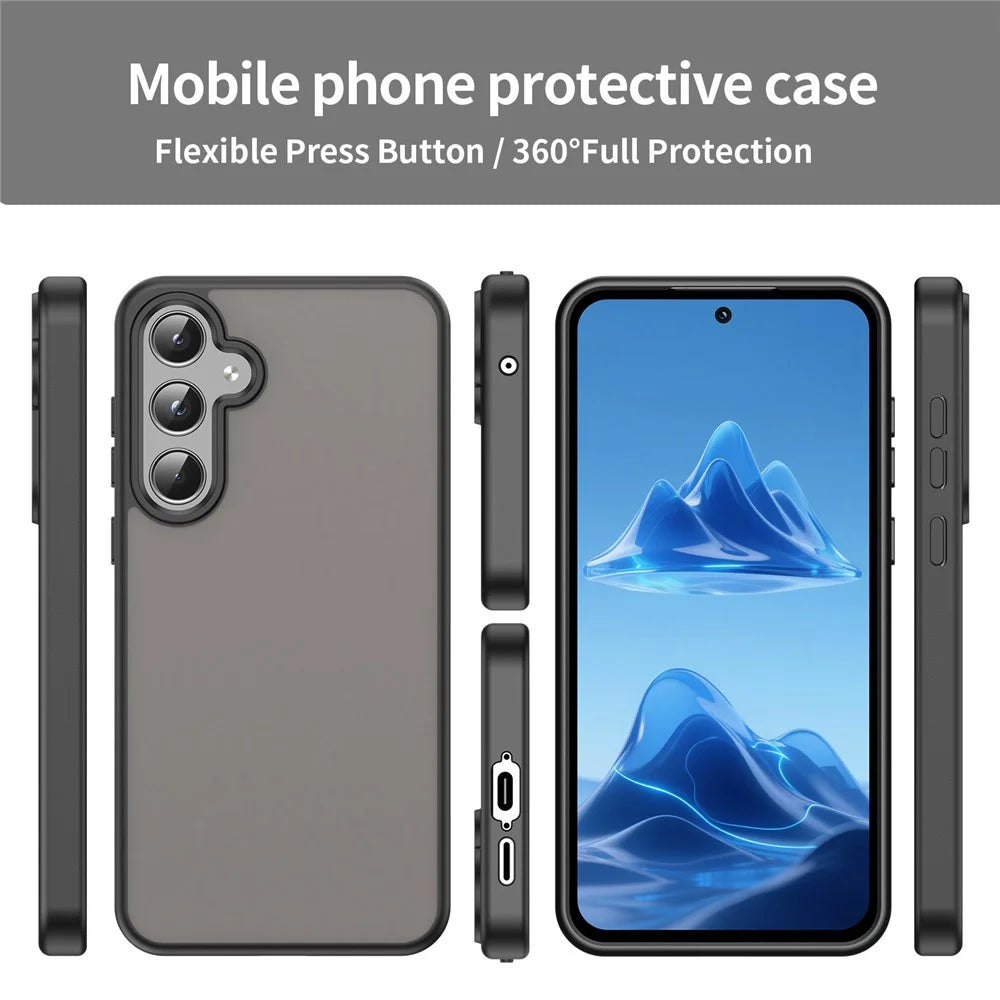 For Samsung Galaxy A55 5G Case Skin Touch Matte Anti Drop TPU PC Phone Back Cover - Black - 2