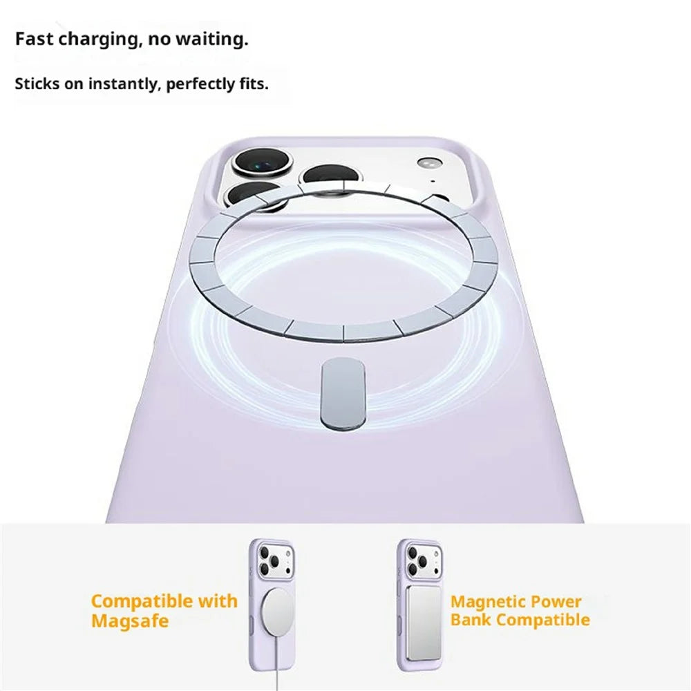 For iPhone 18 Pro / 17 Pro Magnetic Case PC + Liquid Silicone Anti-Scratch Phone Cover - Purple - 2