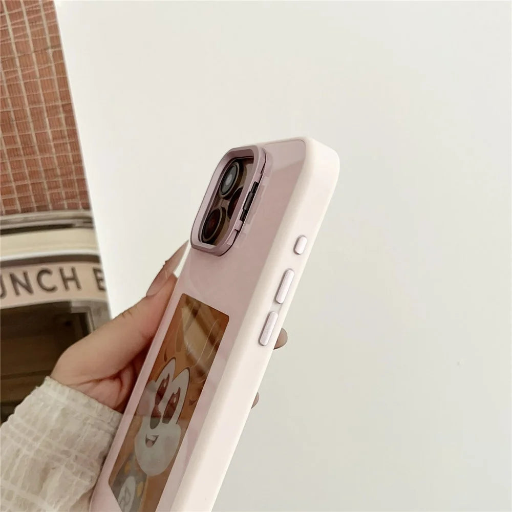 For iPhone 14 Pro Max Smart E-Ink Magnetic Case Lens Kickstand 4 Color HD 4 inch Display NFC DIY Customized Screen - Pink - 7