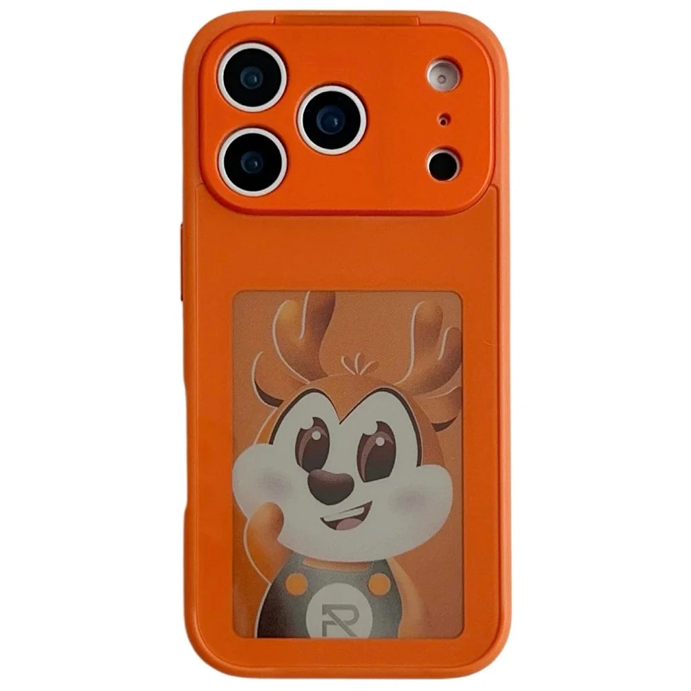 For iPhone 17 Pro Max E Ink Phone Cover 4-Color Display Pattern Customized Case - Orange - 1