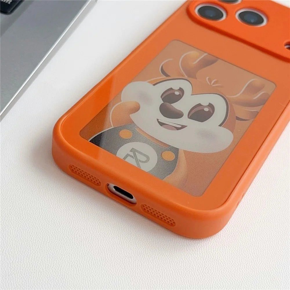 For iPhone 17 Pro Max E Ink Phone Cover 4-Color Display Pattern Customized Case - Orange - 4