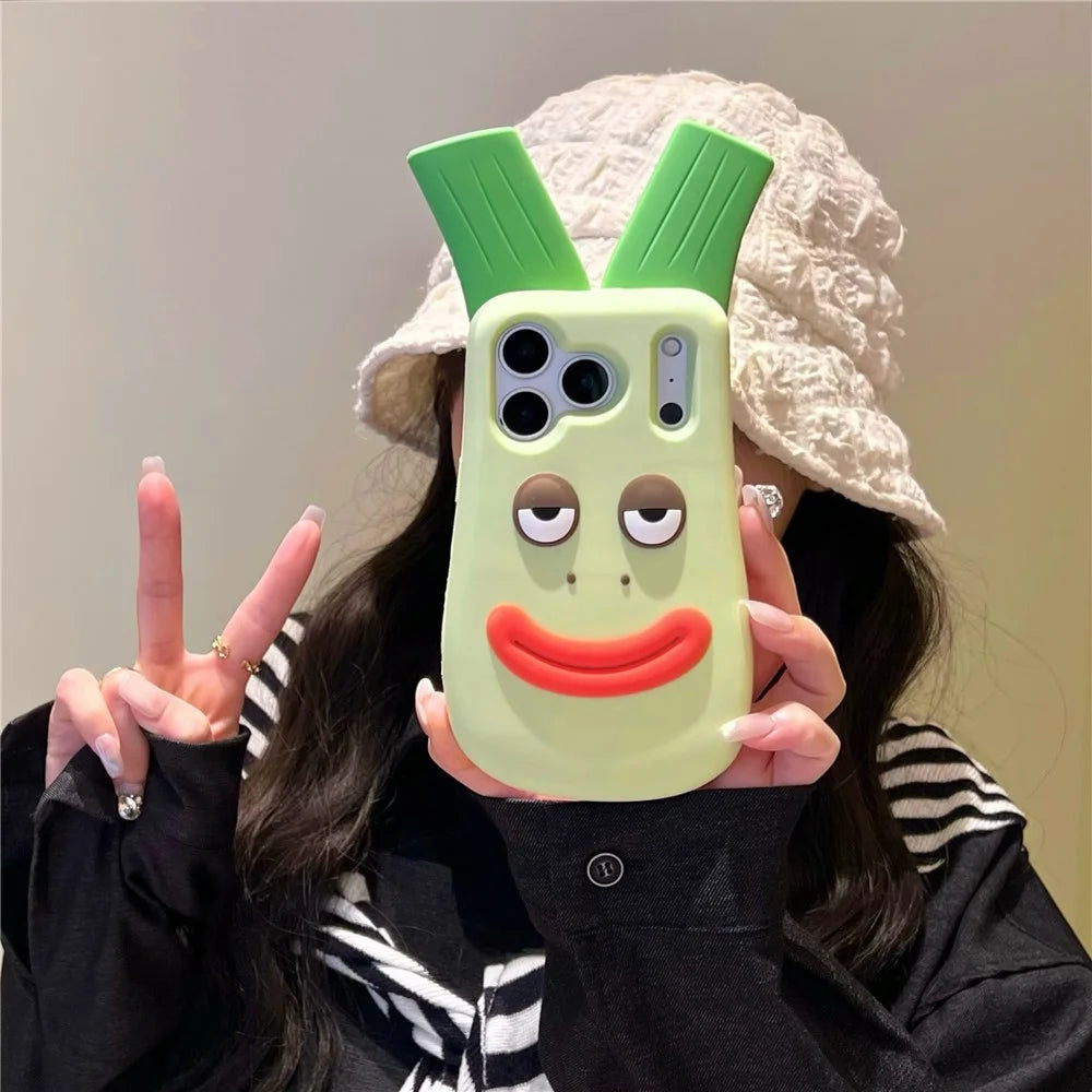 For iPhone 18 Pro Max / 17 Pro Max Silicone Case Cute Big Green Onion Design Shockproof Phone Back Cover - 4