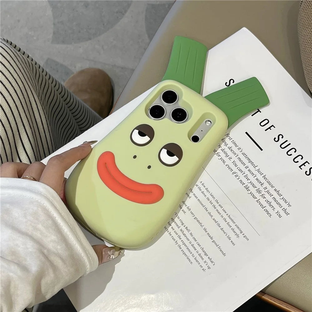 For iPhone 18 Pro Max / 17 Pro Max Silicone Case Cute Big Green Onion Design Shockproof Phone Back Cover - 5