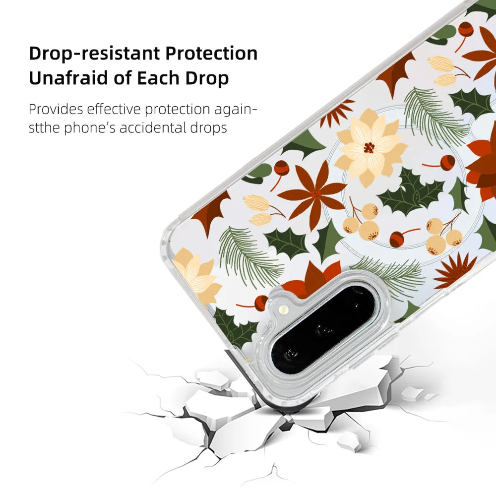 EYCASE For Samsung Galaxy A15 4G / Galaxy A15 5G Christmas Series Case Gift Clear Edge Pattern Print TPU + Acrylic Cover Magnetic Case - Vintage Christmas Floral - 3