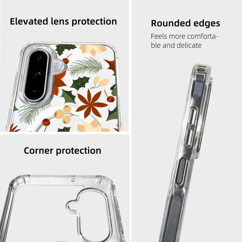 EYCASE For Samsung Galaxy A15 4G / Galaxy A15 5G Christmas Series Case Gift Clear Edge Pattern Print TPU + Acrylic Cover Magnetic Case - Vintage Christmas Floral - 7