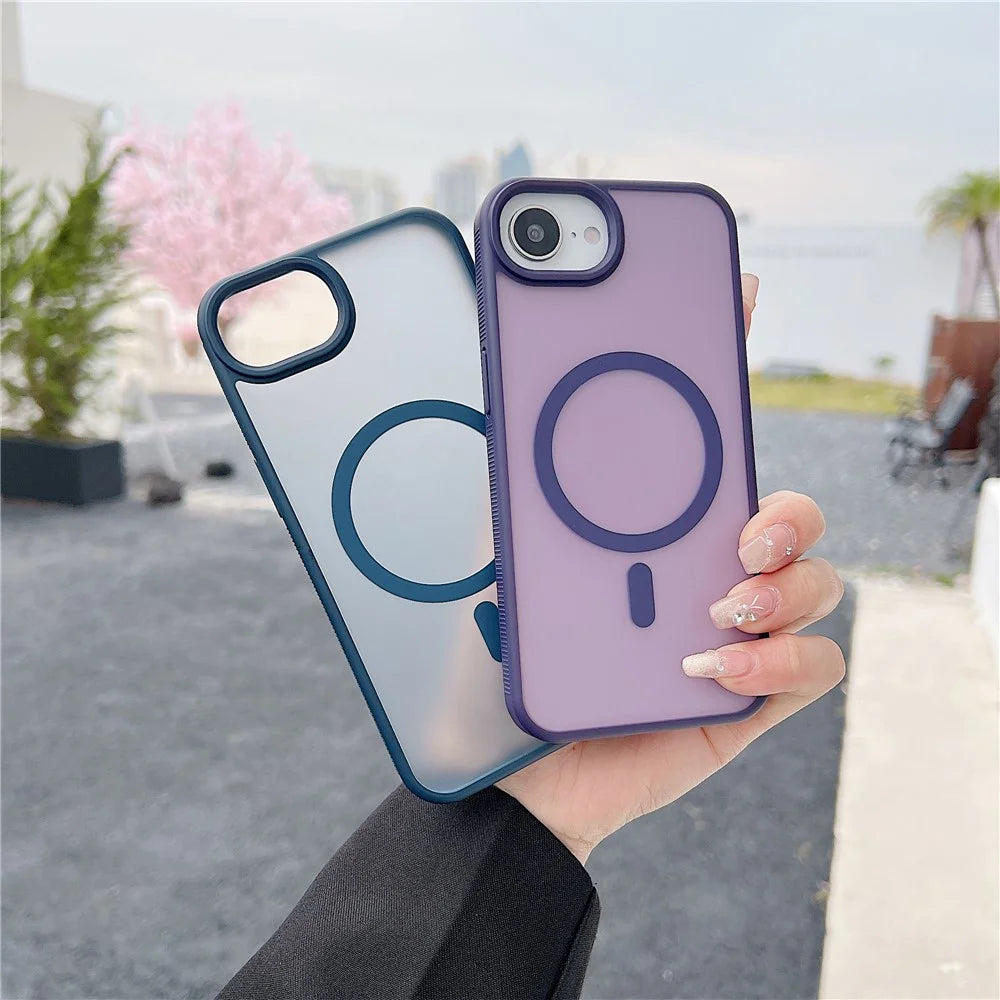 For iPhone 17e / 16e Case Compatible with MagSafe Skin Touch TPU Acrylic Phone Back Cover - Grey - 3